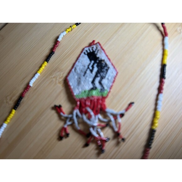 Vintage Native American Seed Beaded Sash Necklace Handmade - Picture 1 of 4